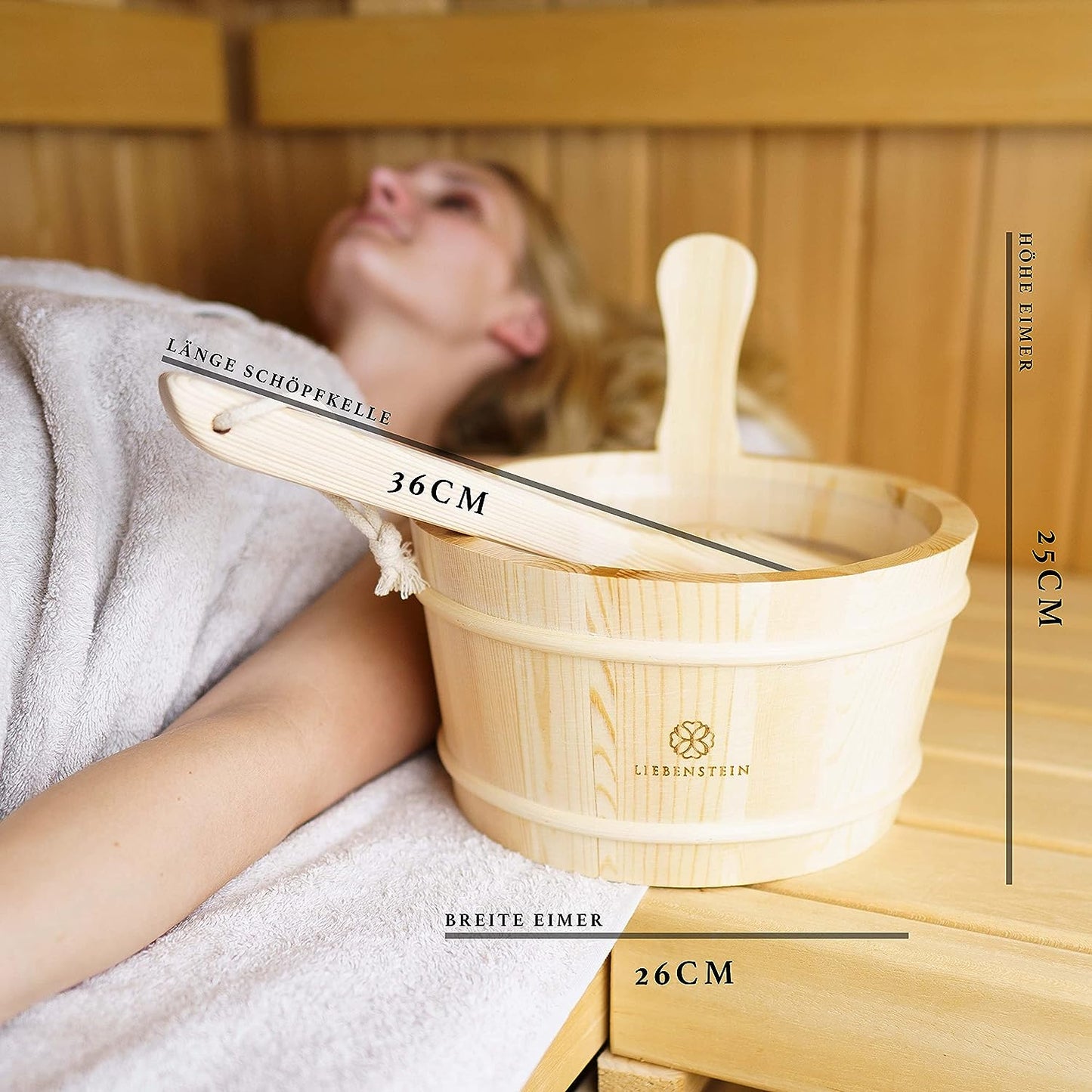 Sauna Eimer mit Kelle, Sauna Zubehör Set