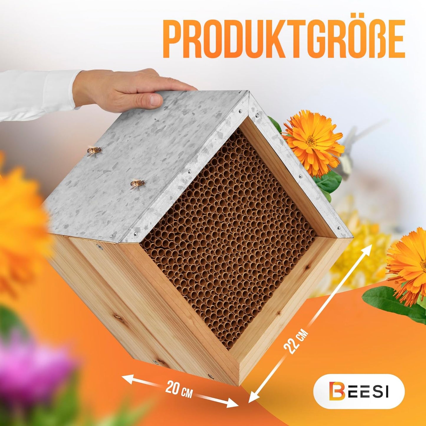 Bienenhotel mit Metalldach