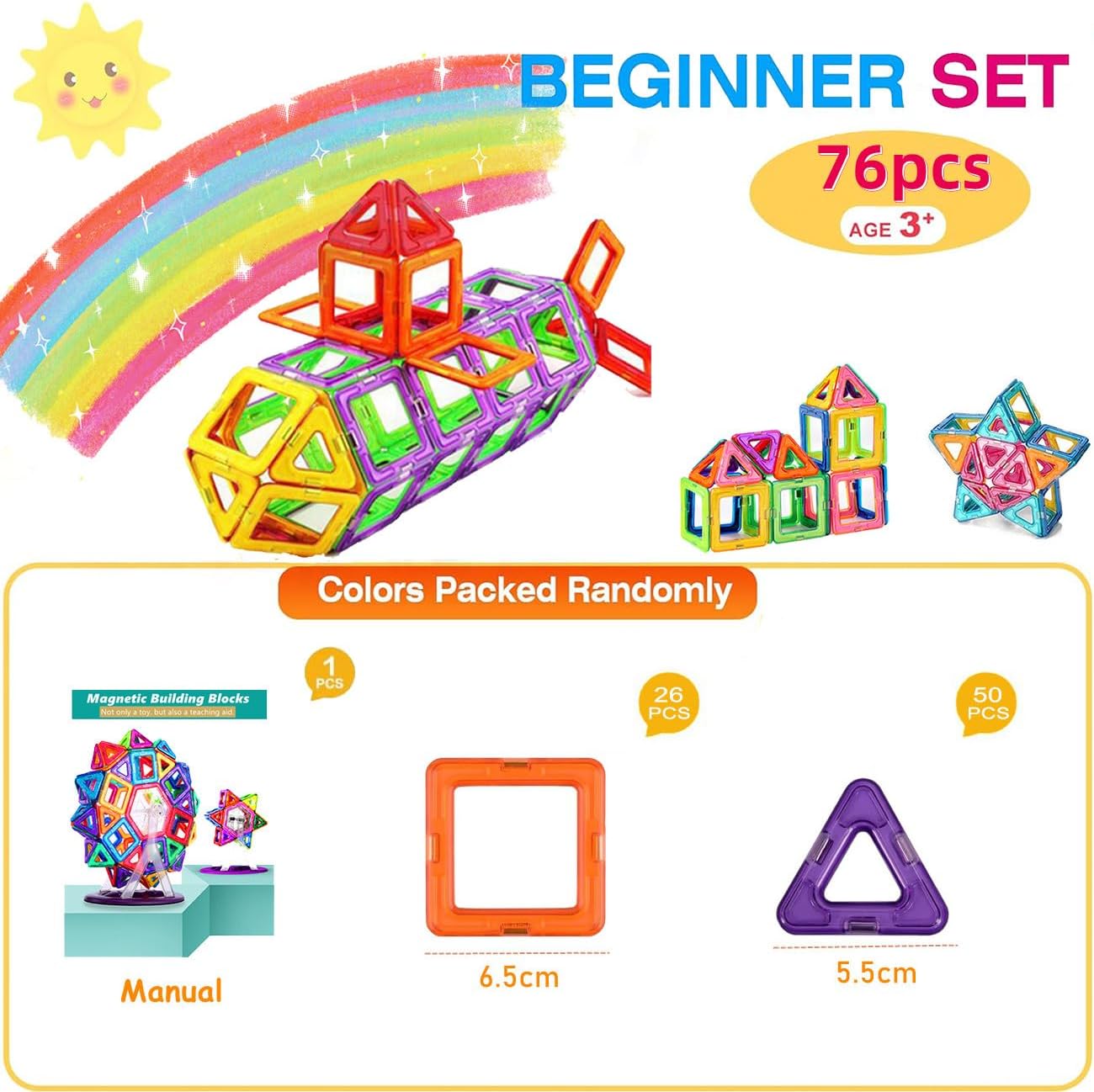 Magnetbausteine-Set, 76 pcs