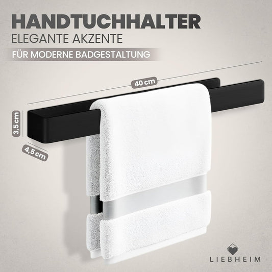 Handtuchhalter ohne Bohren, Aluminium Schwarz 40 Cm