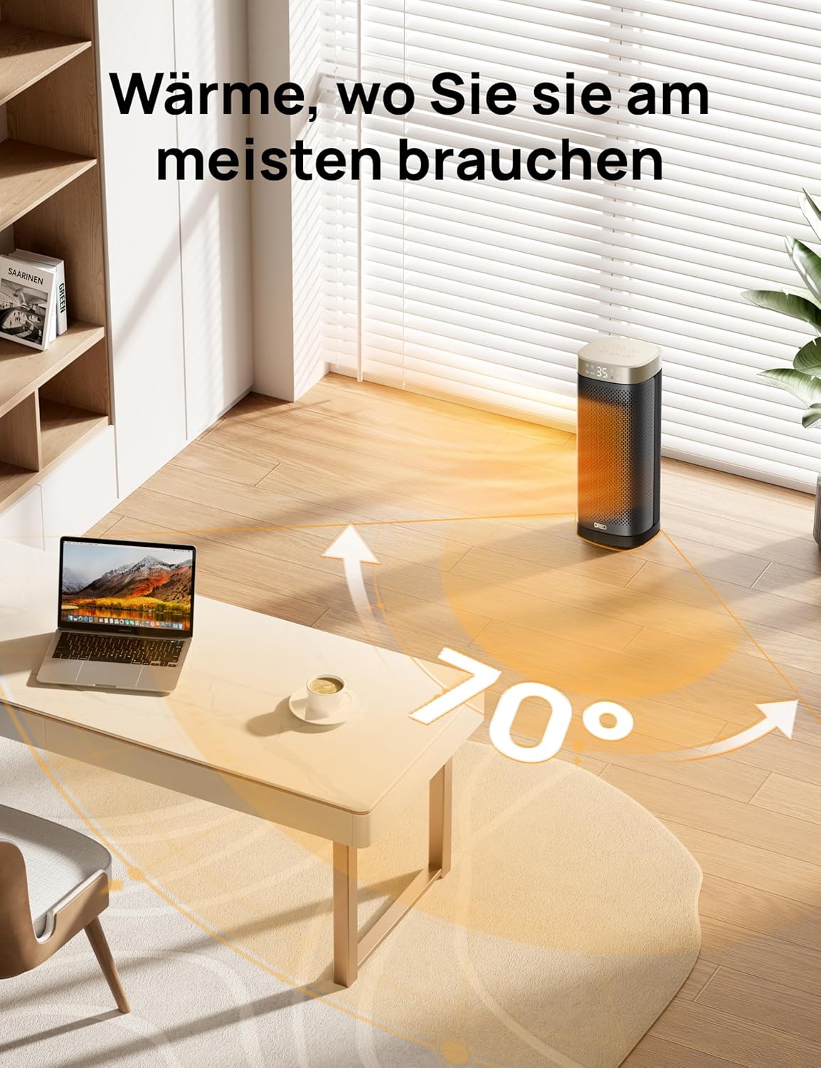 Solaris Slim H2 Heizlüfter mit Thermostat, Gold