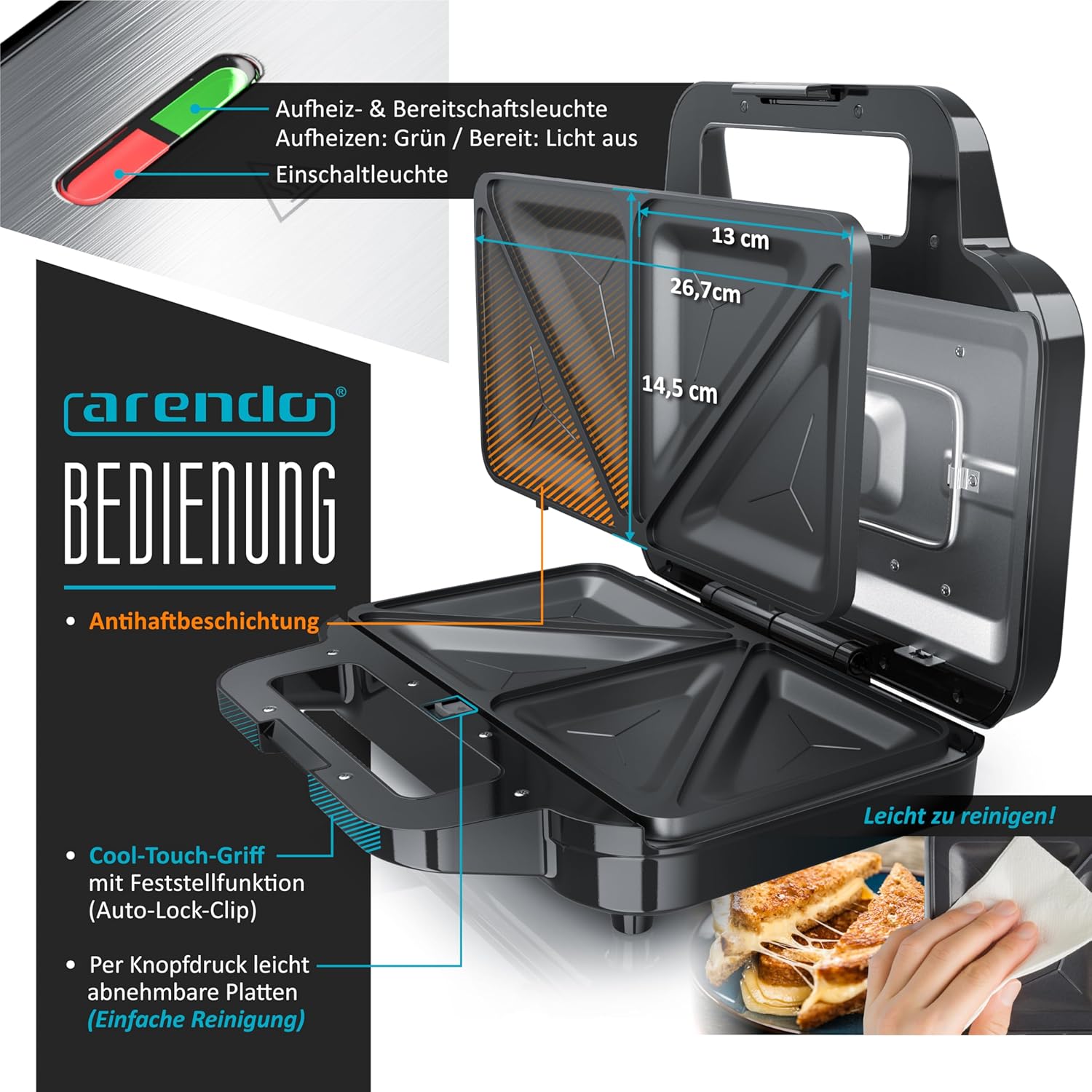 4 in 1 Sandwichmaker mit Wechselplatten