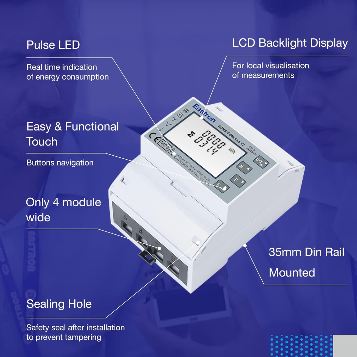 SDM630 Modbus v2 Drei-Phasen-Elektro-Energiezaehler, SDM630-MODBUS-MID