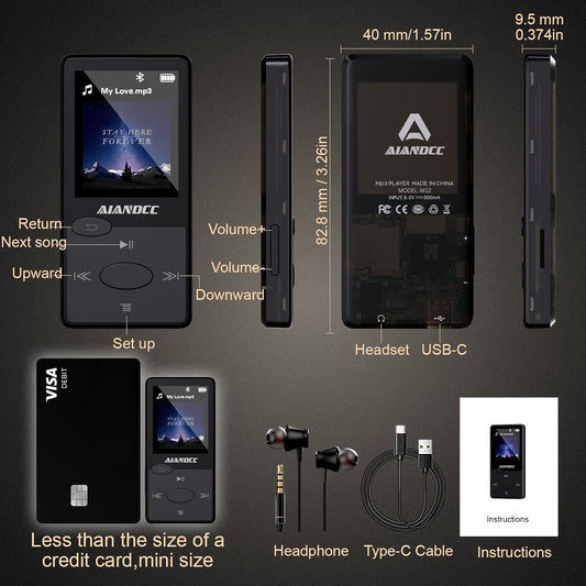 MP3-Player mit HiFi-Sound & Bluetooth 5.3, Schwarz