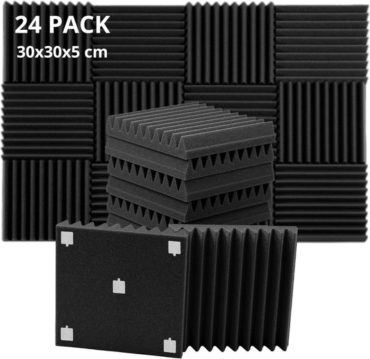 Akustikschaumstoff-Paneele Set (24 Stück, 30x30x5 cm), 30x30x5 cm / 24 Stück