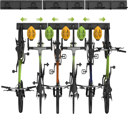 Velo Wandhalterung für 6 Räder & Helme, 6 Fahrräder + 5 Haken