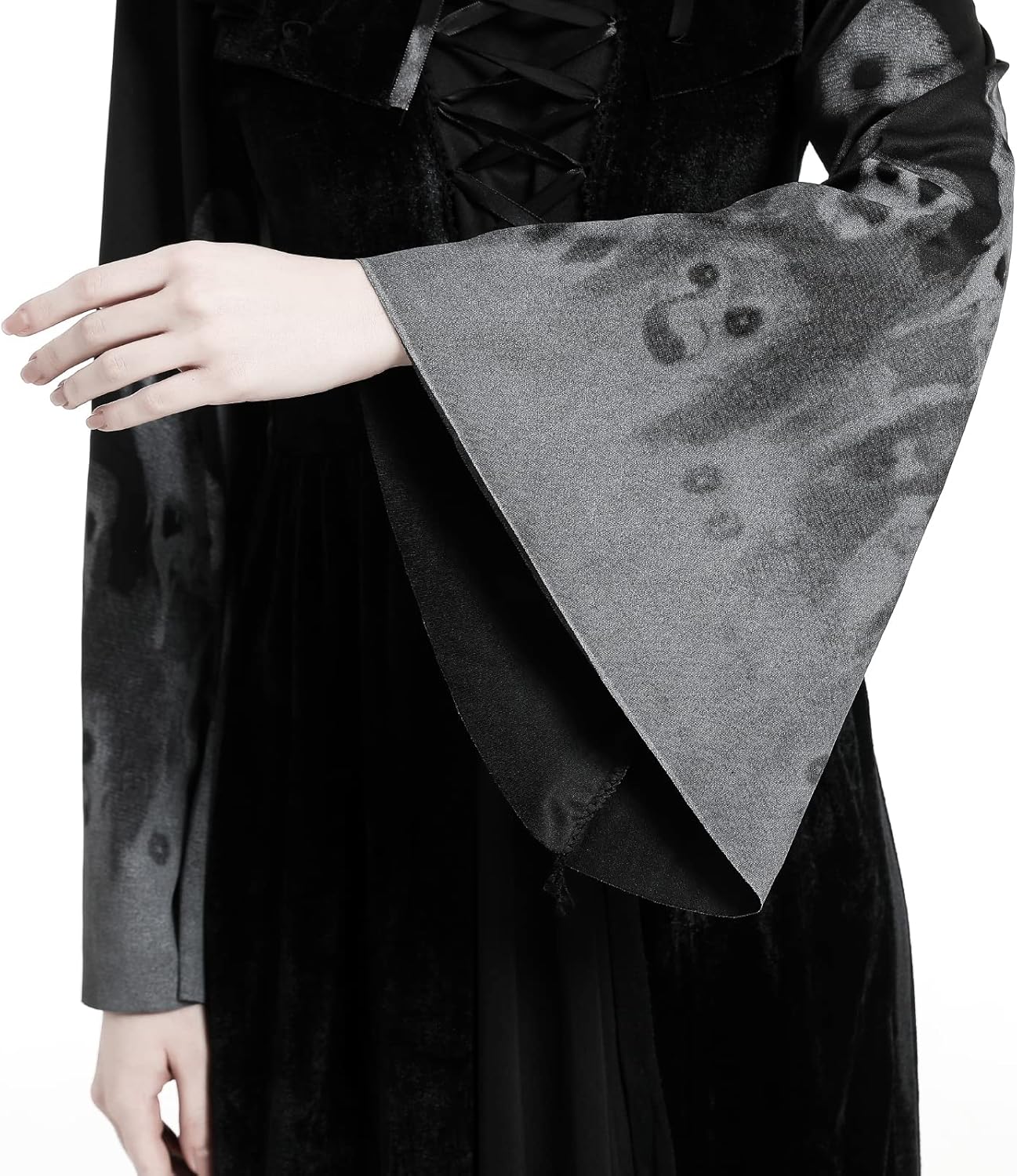 Halloween Hexenkostüm für Damen, langes Kleid, Schwarz L