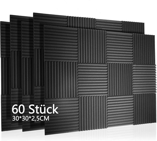 Akustikschaumstoff, schwarz, 60 Stück