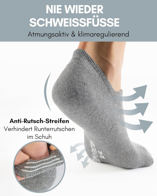 Füsslinge ohne Verrutschen und atmungsaktive, 39-42 2x Grau, 2x Weiss, 6x Schwarz