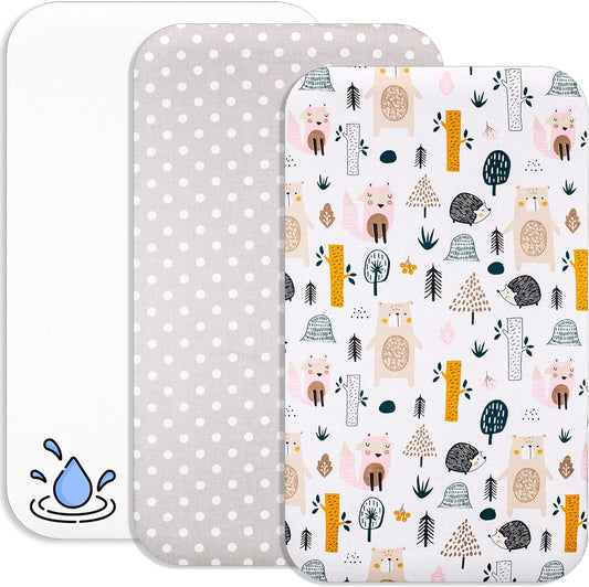 3-teiliges Baby-Spannbettlaken-Set, 50 x 83 cm Waldtiere