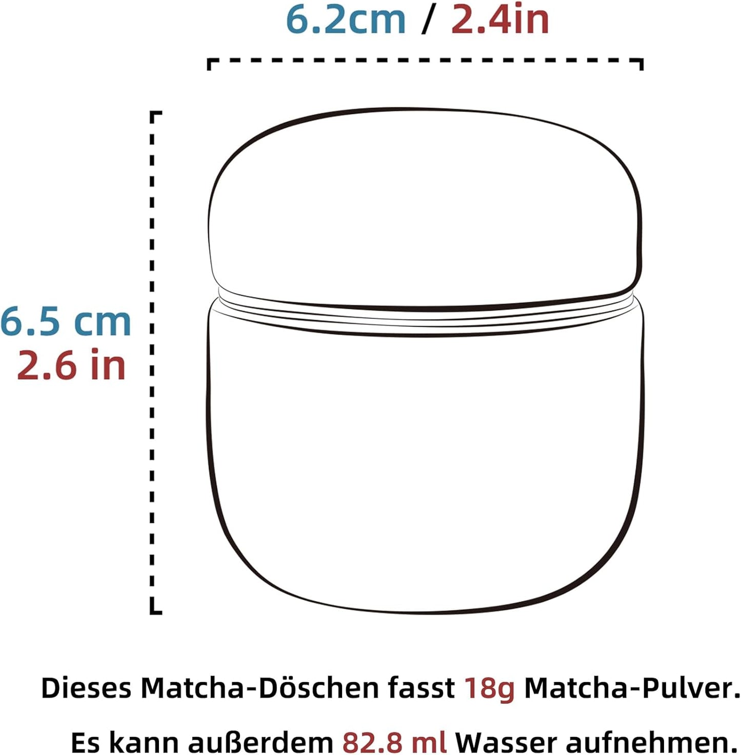Matcha-Behälter, Hellgrün mit Schwarzer Linie