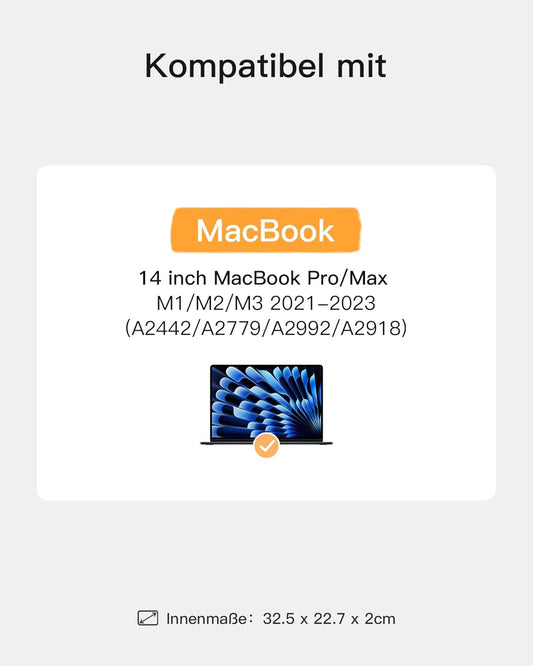 Laptoptasche für 14 Zoll MacBook, Schwarz, 14 Zoll