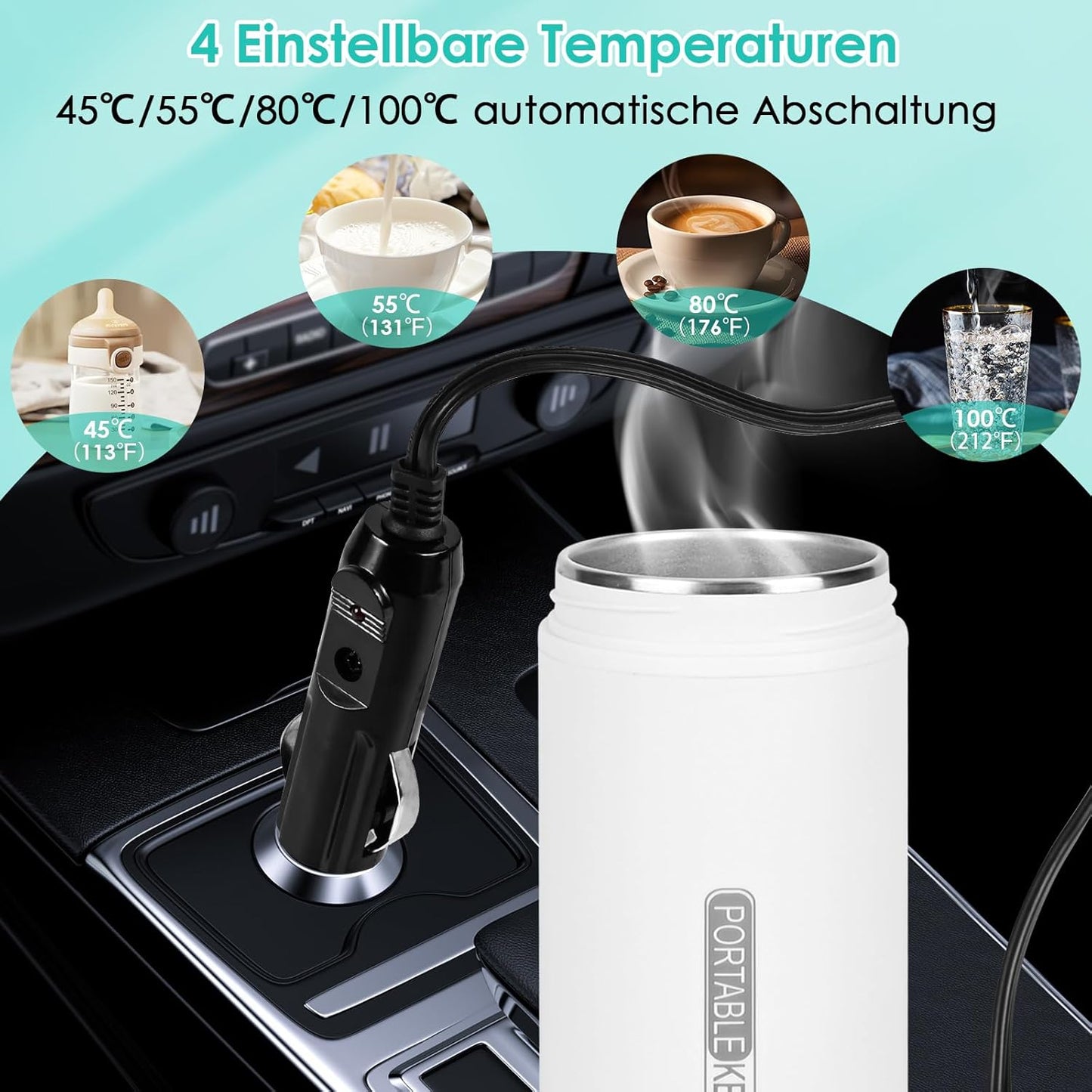 Reisewasserkocher für Auto (500ml, Weiss 2