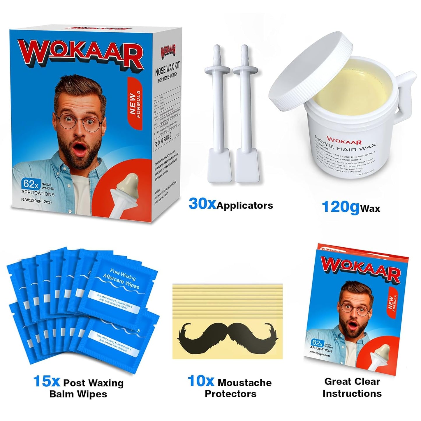 Nasenhaarwachs-Set, Rot, 120 g (1er Pack)