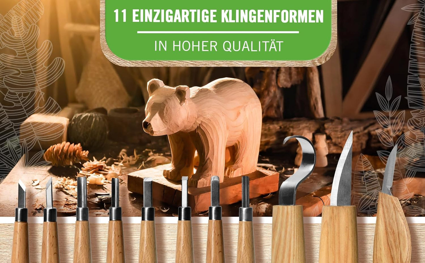 Holzschnitzset für Erwachsene (22-teilig)