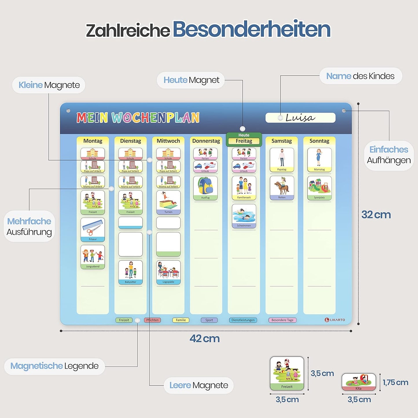 Wochenplaner für Kinder - Montessori Aufgabenplaner, Klassisch, Wochenplan