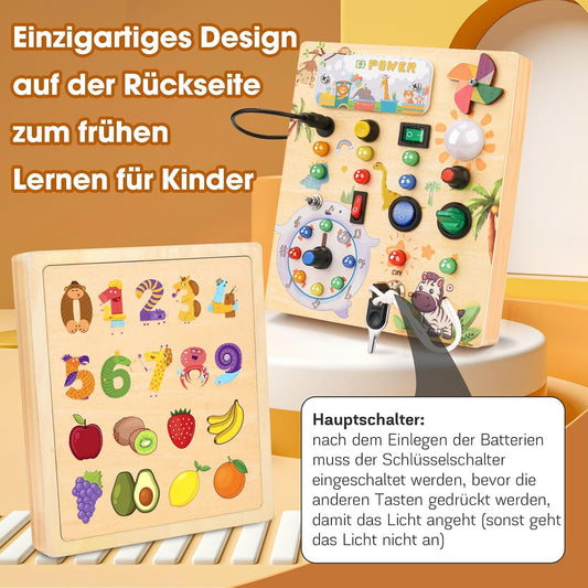 Montessori Busy Board mit LED-Lichtschalter