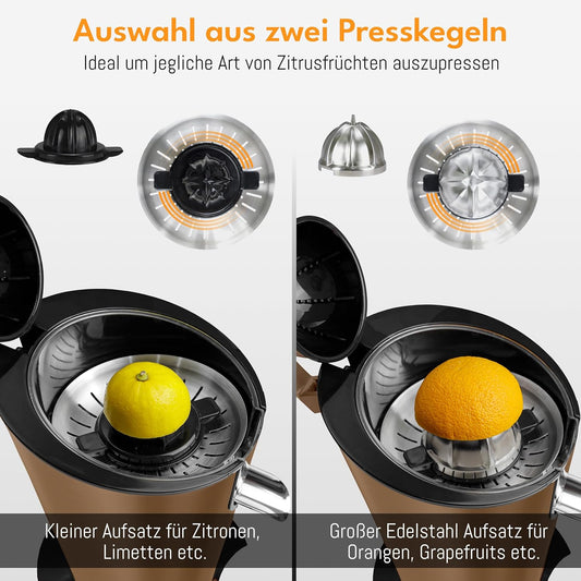 Orangensaftpresse, Kupfer - 600w - Inkl. Hebelarm
