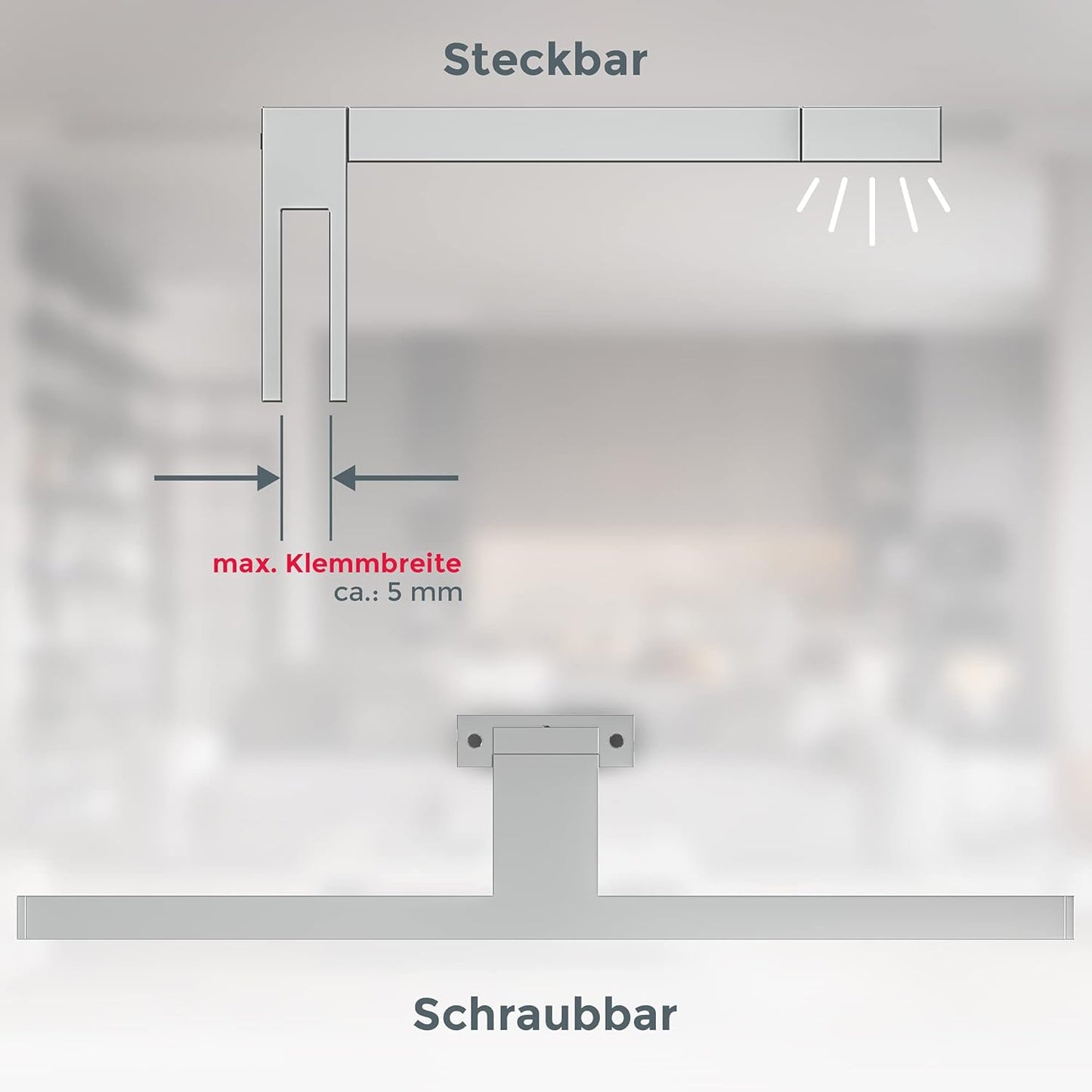 Spiegelleuchte für Bad