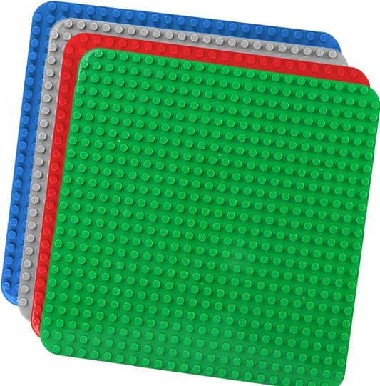 4-teiliges Bauplatten-Set für Duplo Steine, 4pcs (Grün,Blau,Rot,Grau)