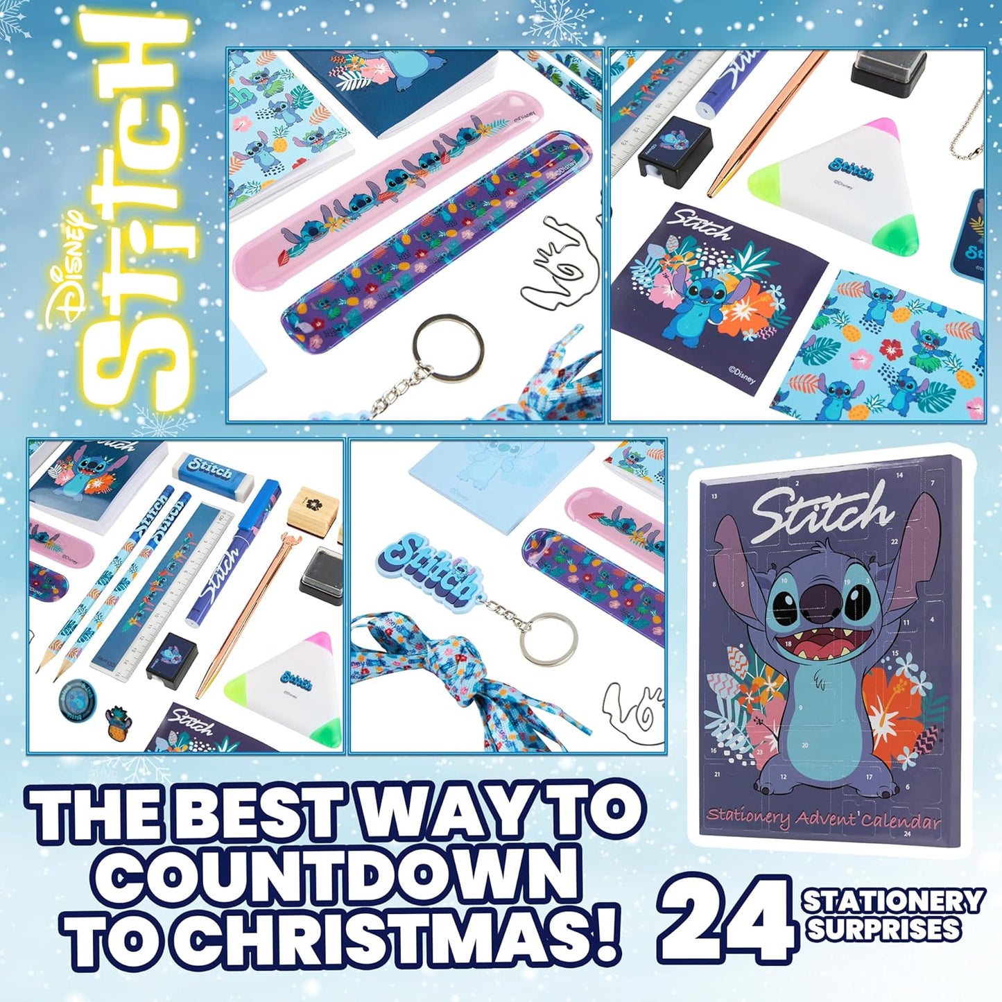 Stitch Adventskalender, Blau Stitch Schreibwaren