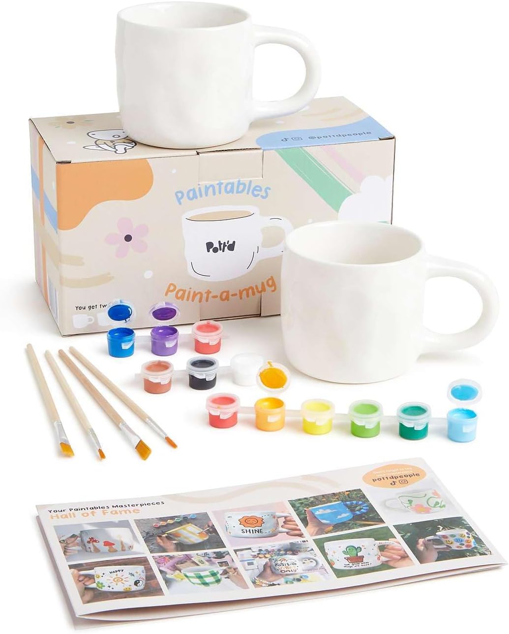 Keramik-Bemalen-Set mit Tassen, Doppel|Klassisches Tassenmalset