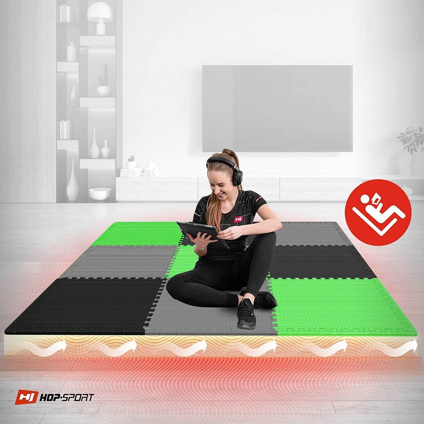 9er-Set rutschfeste Puzzlematte für Fitnessgeräte-Bodenschutz
