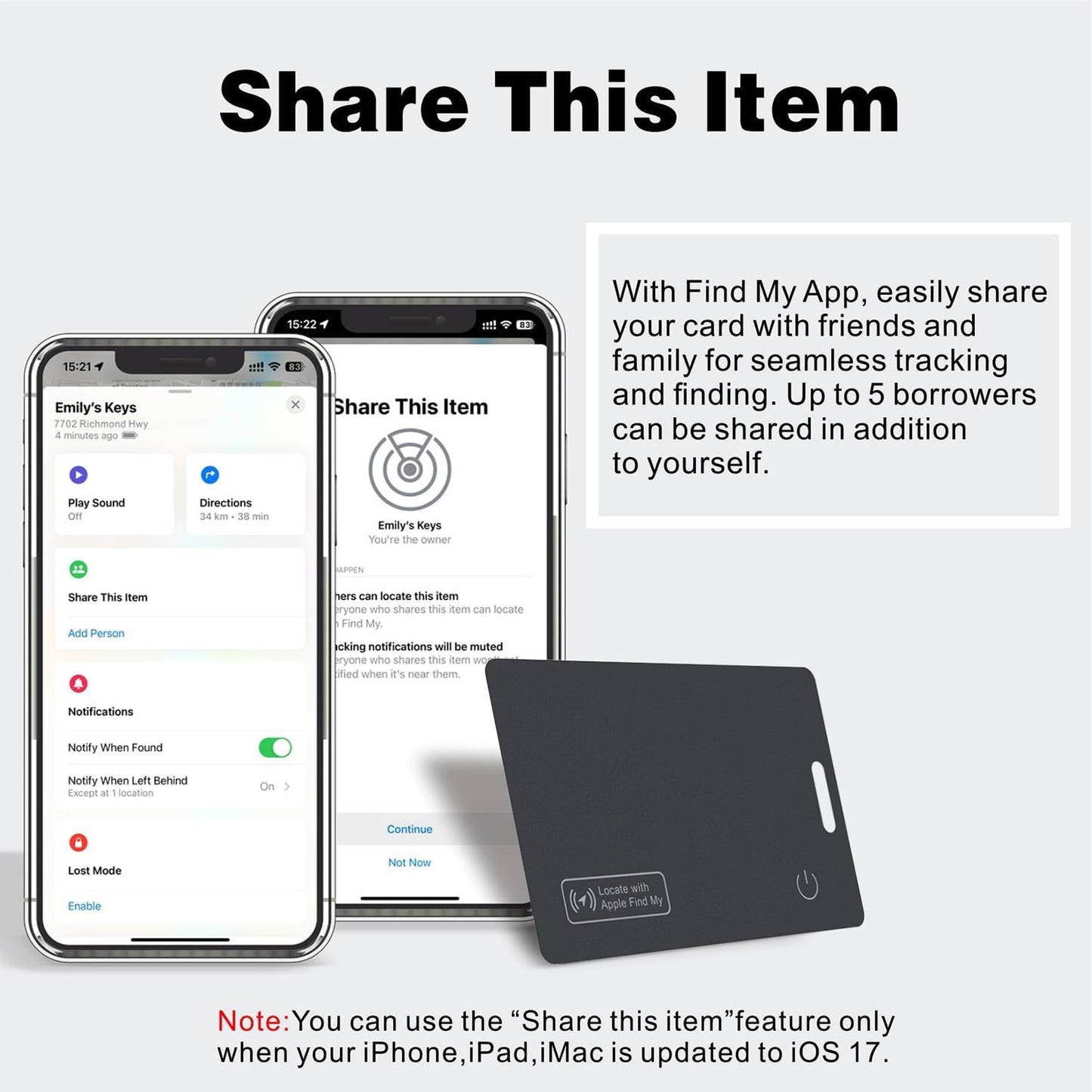 Slim Wallet Tracker Card mit Apple Find My (iOS)