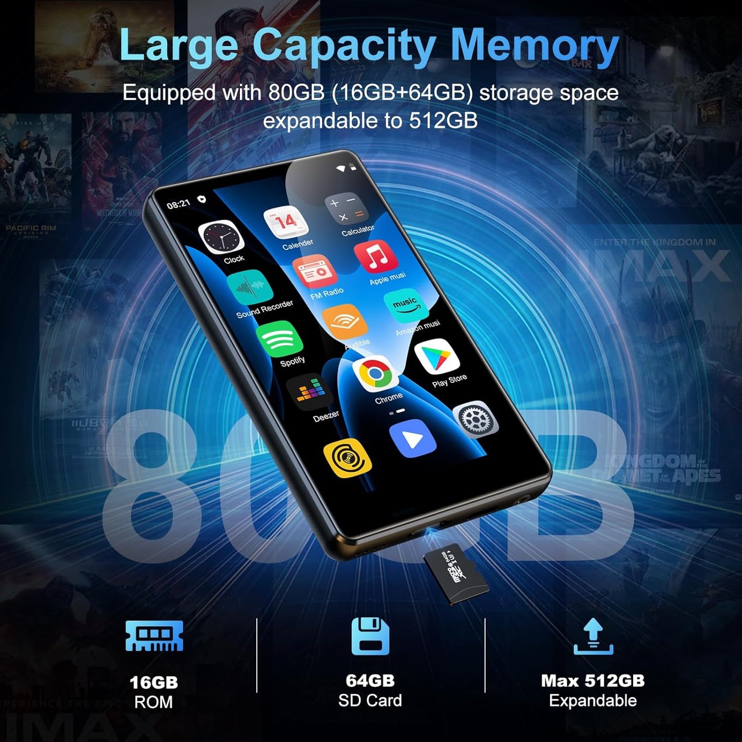 MP3-Player mit Bluetooth & WLAN, Schwarz