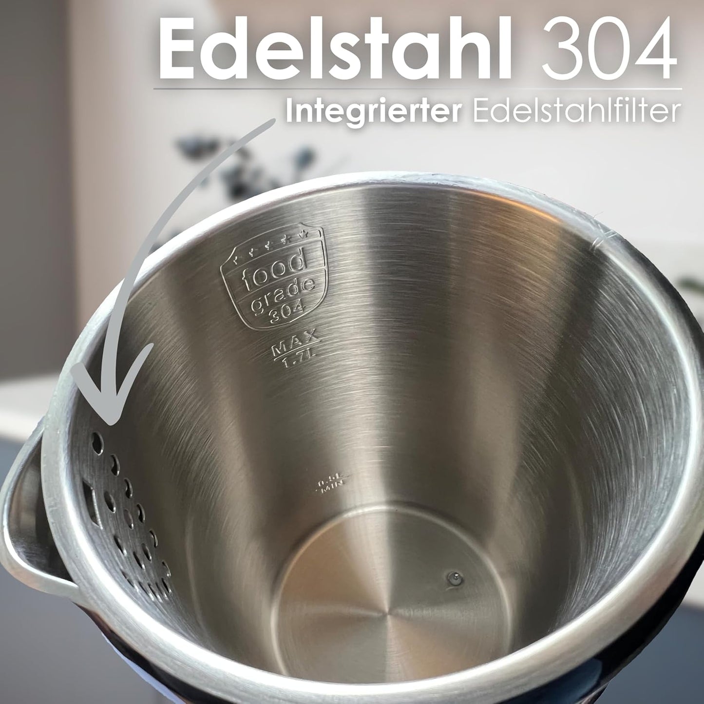 Wasserkocher mit Temperatureinstellung (40°C-100°C)