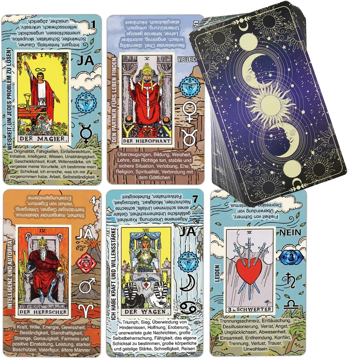 Tarotkarten-Set für Anfänger mit deutschen Bedeutungen