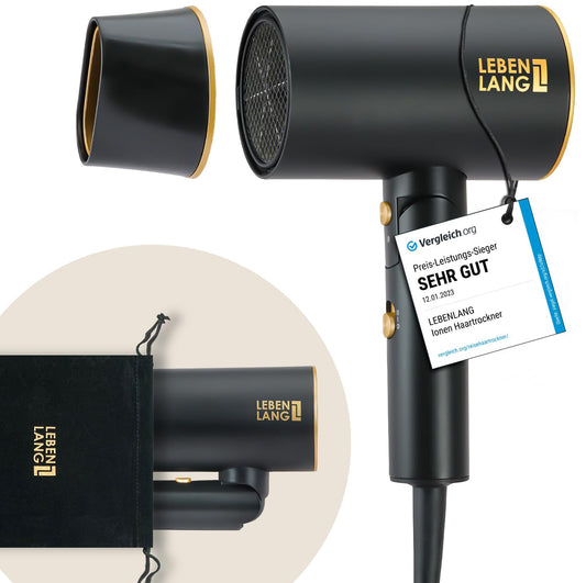 Ionen-Haartrockner, Schwarz / Gold