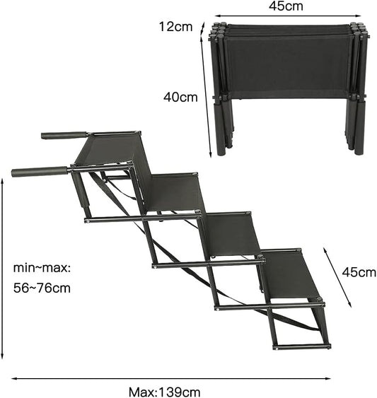 Klappbare Hundetreppe, Schwarz 45*139*56-76CM
