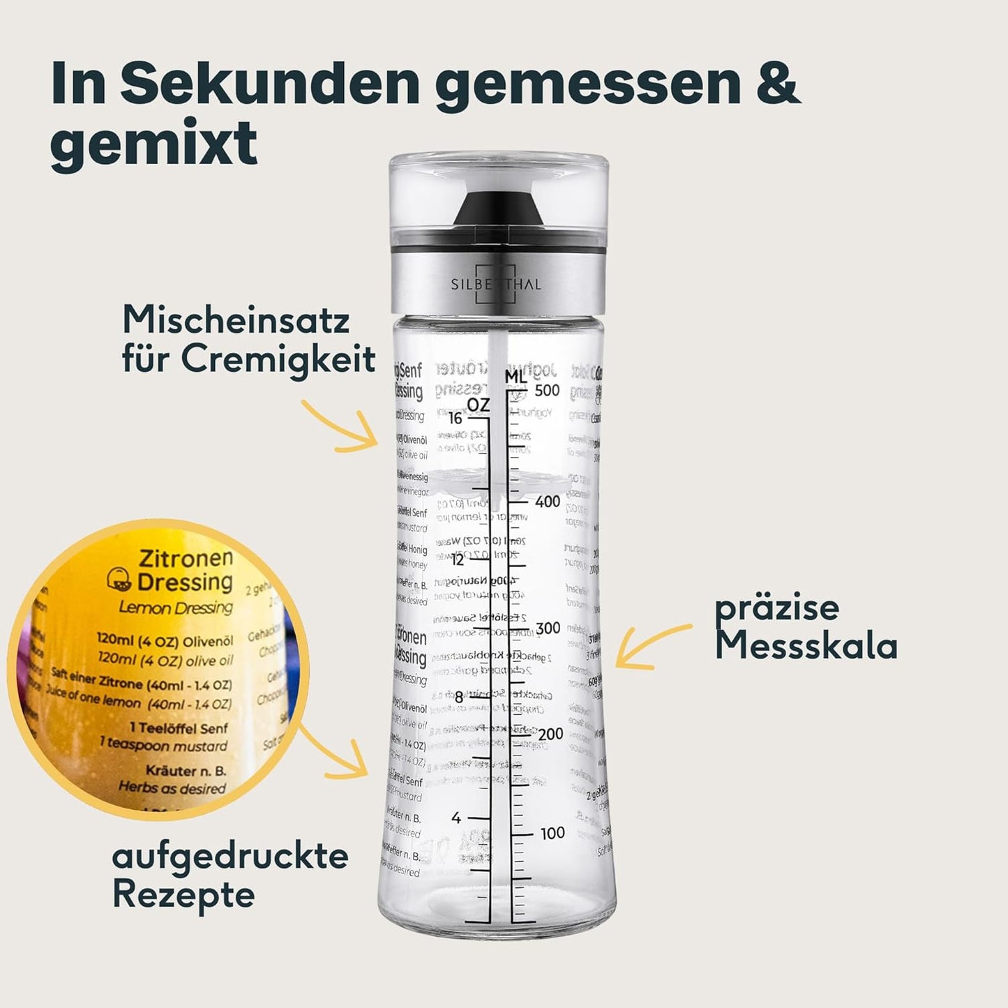 Dressing-Shaker mit Mischeinsatz