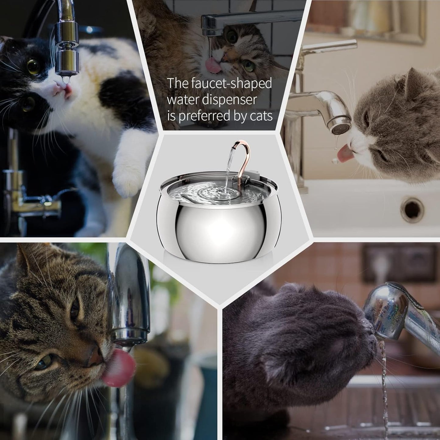 Katzenbrunnen PET-0007, 4,0 l Wasserbrunnen für Katzen, Edelstahl