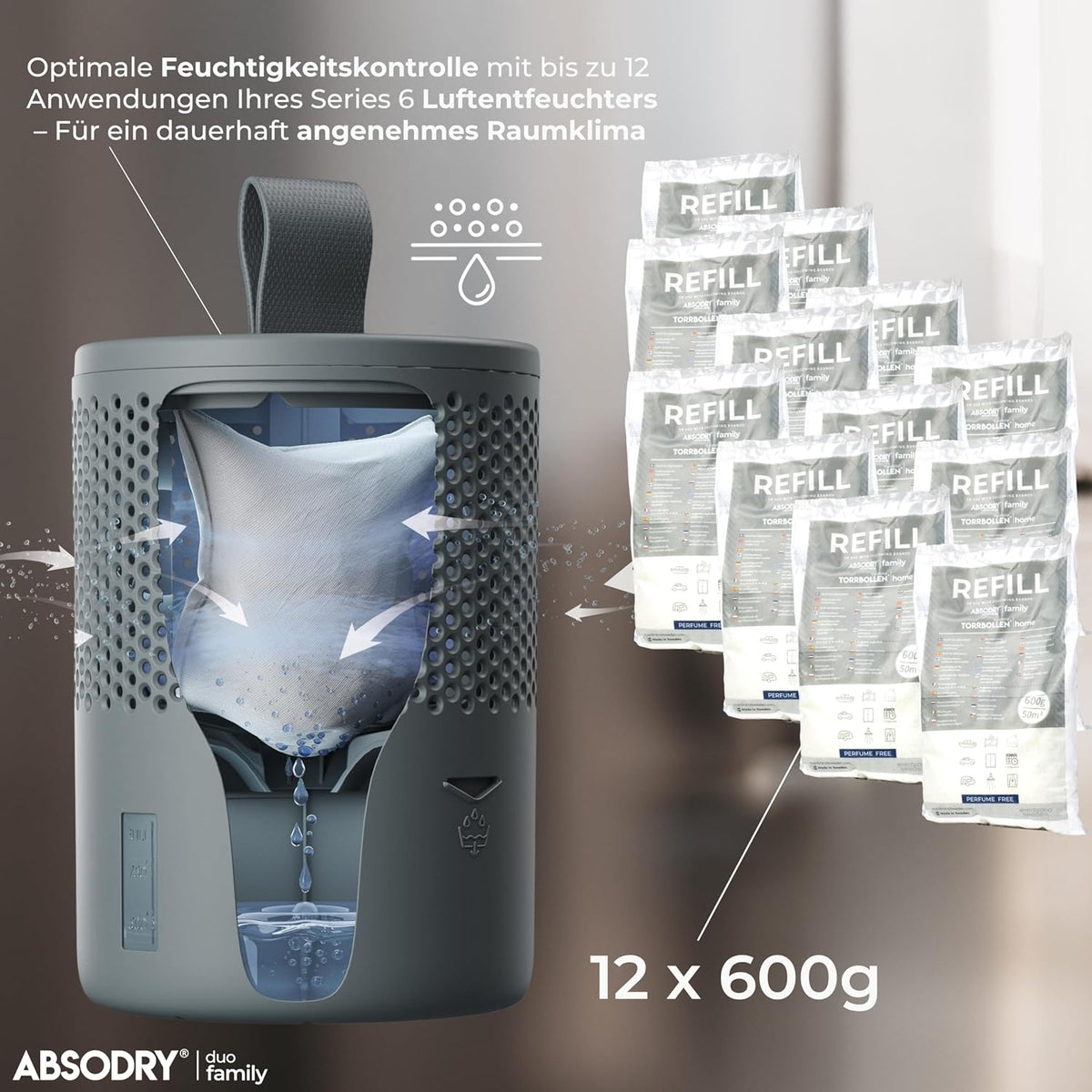 12er-Set Nachfüllpack für Luftentfeuchter, 12 X Nachfüllpack