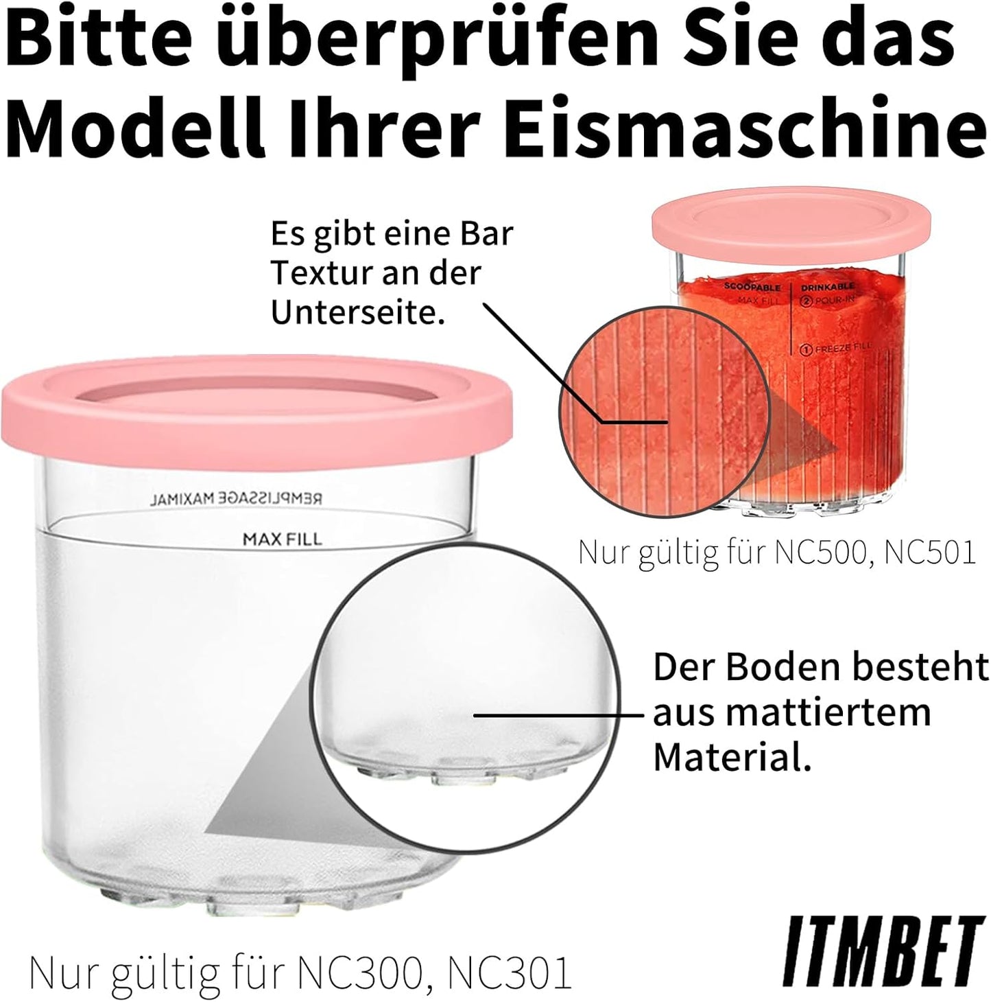 4-teiliges Eisbehälter-Set für Ninja Creami NC300EU & NC301EU