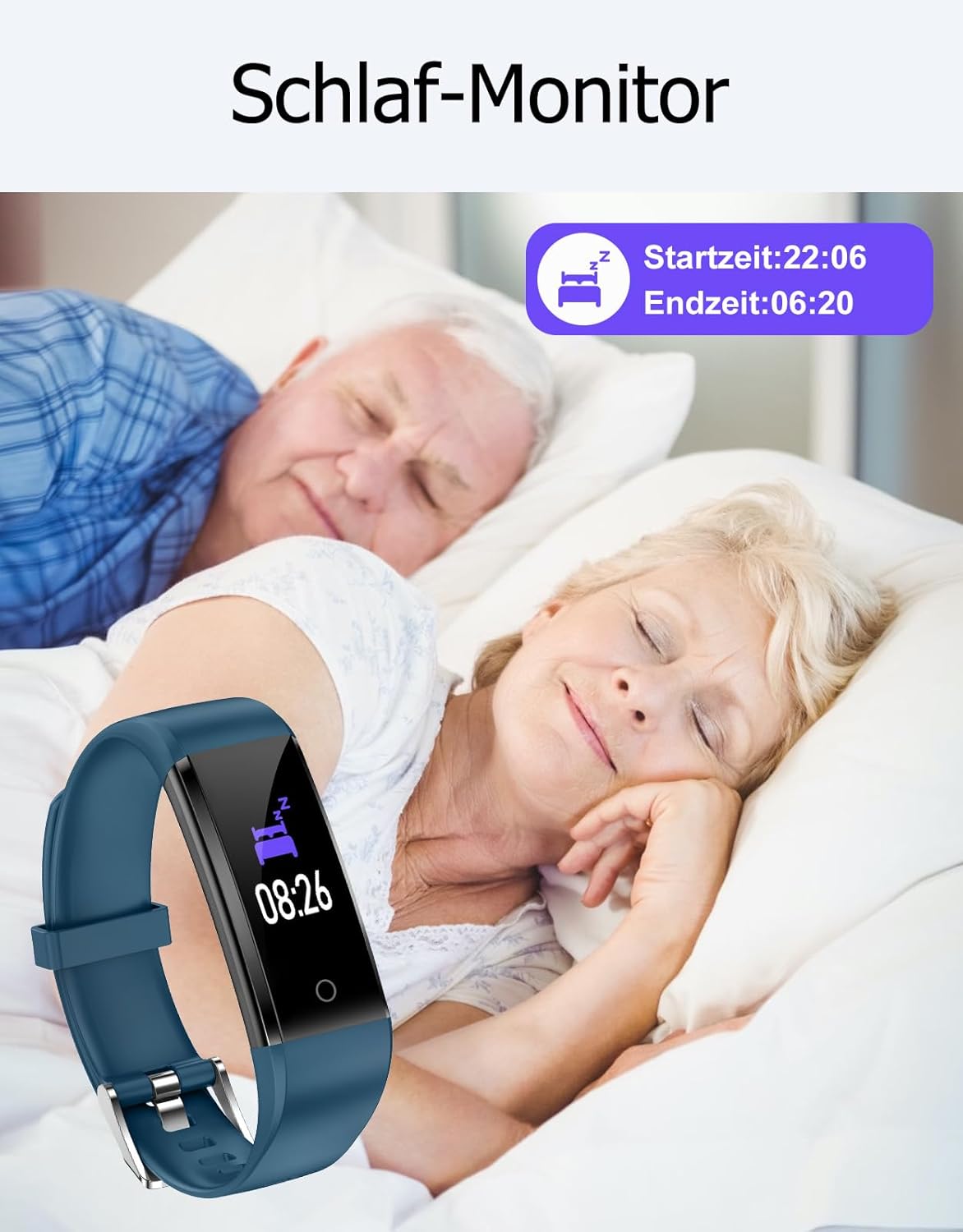 Schrittzähler Fitnessuhr ohne Handy-Anbindung, Blau