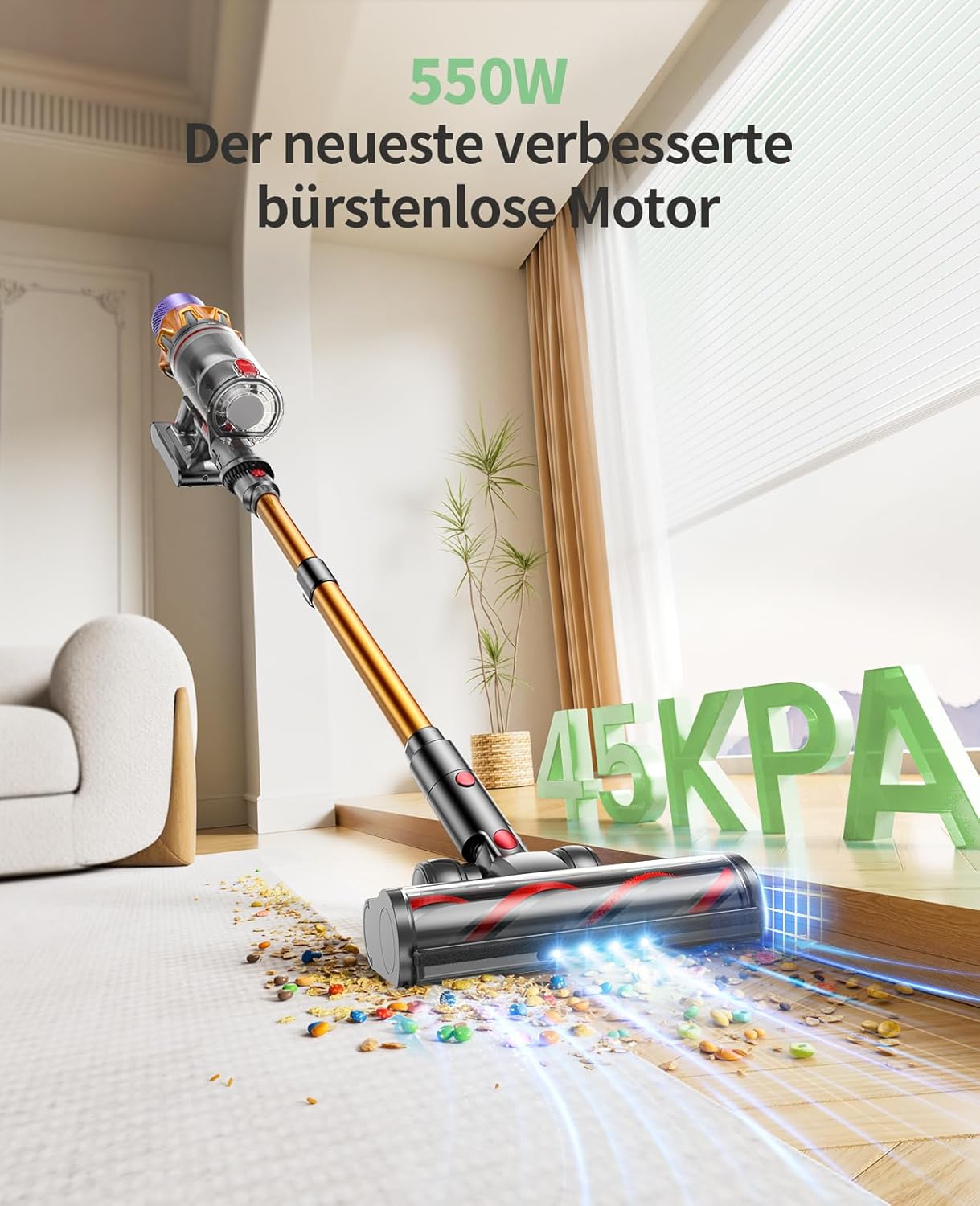 Kabelloser Akkustaubsauger mit Beleuchtung