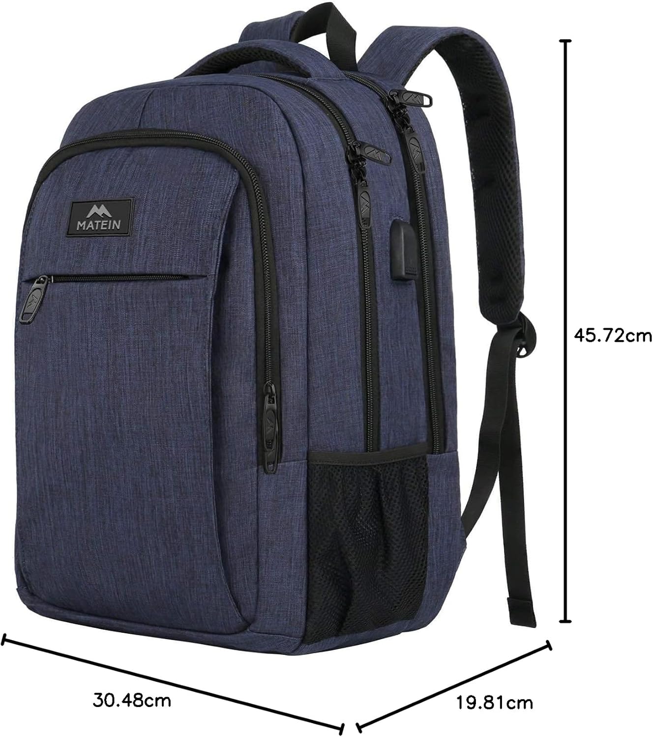 Laptoprucksack mit USB-Anschluss, 15,6 Zoll / Blau