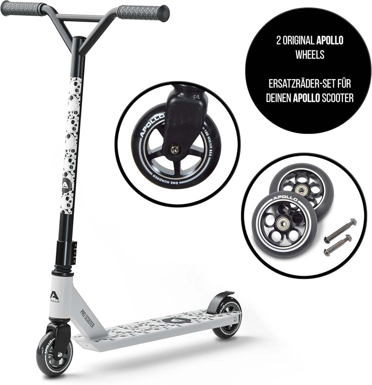 Stuntscooter Ersatzräder-Set Pro Wheels (2 Stück), Schwarz