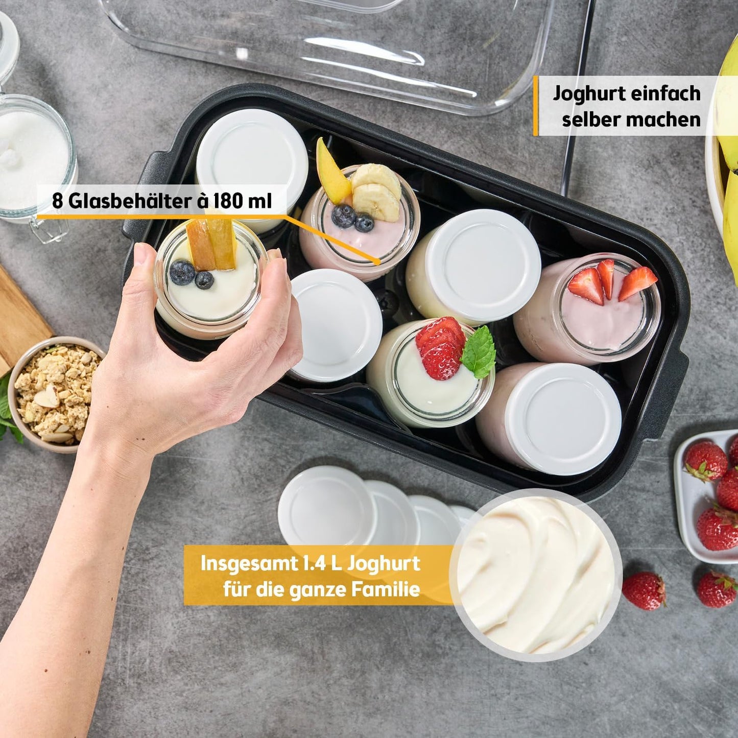 Elektrischer Joghurt Maker mit Timer und Auto-Stop