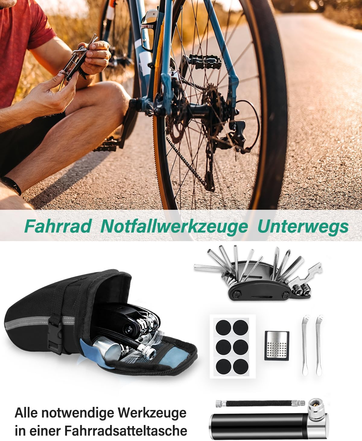 Velo-Reparaturset mit Satteltasche