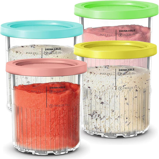 4-teiliges Creami Eisbehälter Set mit Deckel für Ninja Creami Deluxe