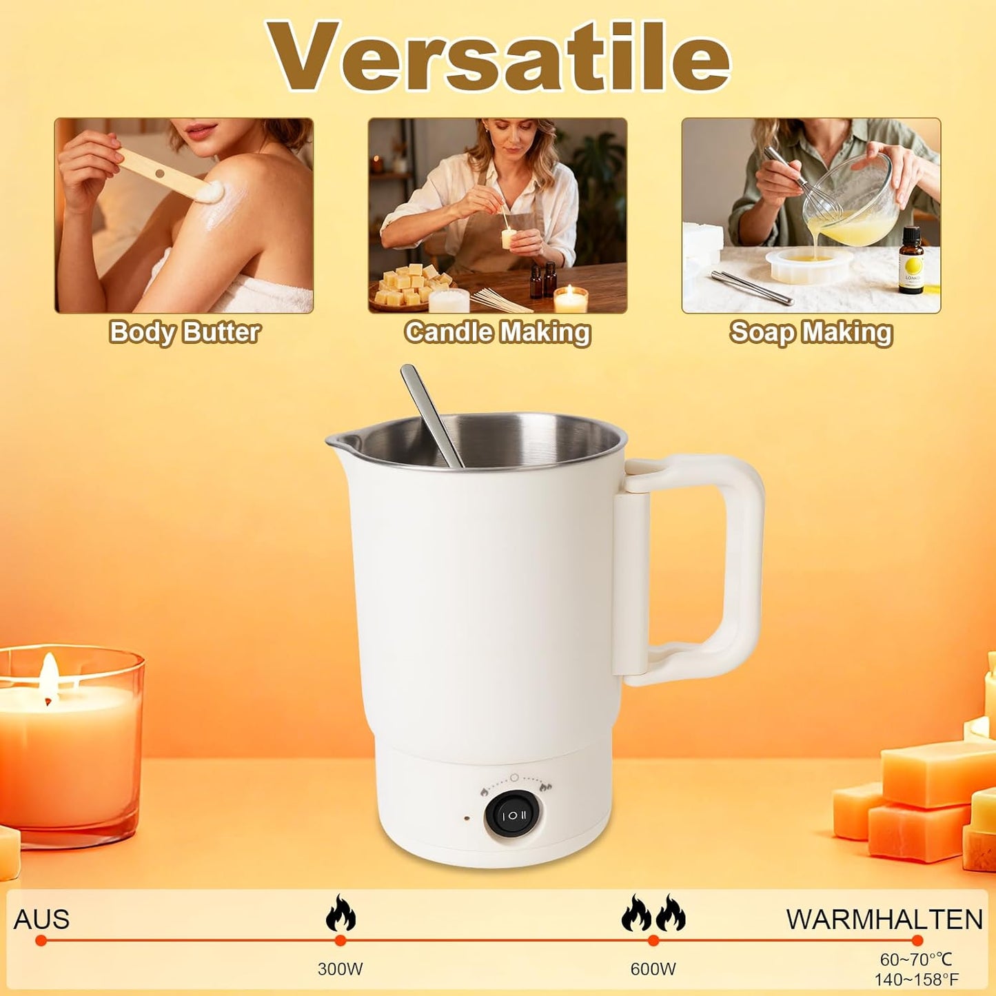 Wachsschmelzer-Set für Kerzenherstellung