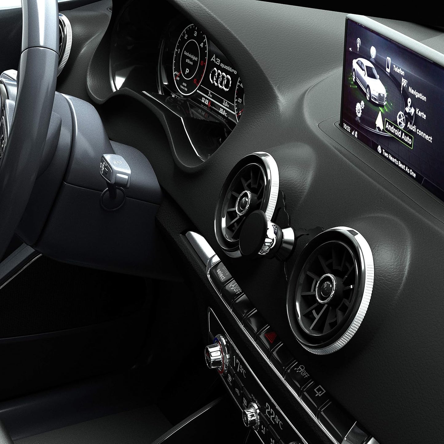 Magnetische Handyhalterung, Audi A3/S3/RS3 Schwarz
