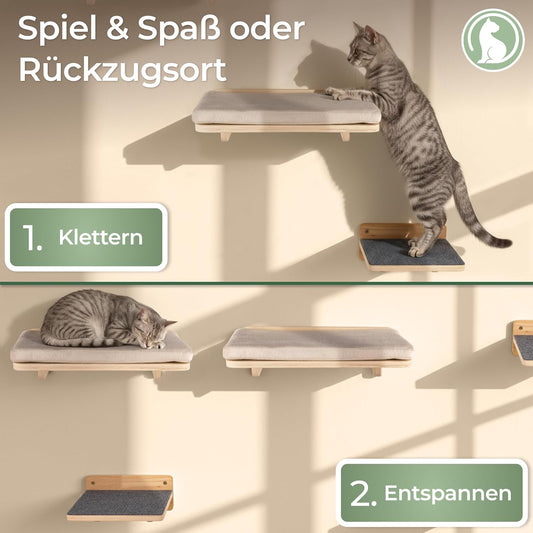 5-teiliges Kletterwand Katzen-Set, 5er-Set - Naturbeige