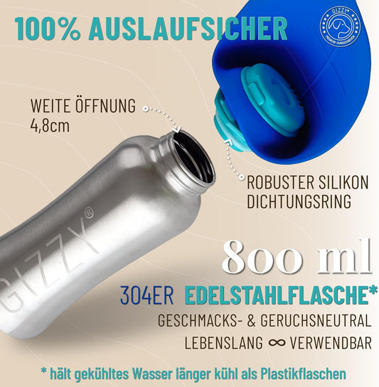 Trinkflasche für Hunde für unterwegs, Ozeanblau 800 ml