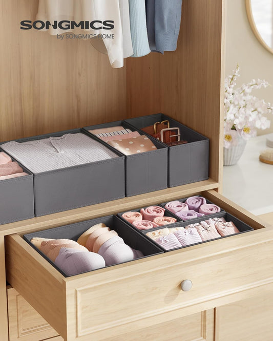 12-teiliges Aufbewahrungsboxen-Set für Schubladen, 12er Set Schiefergrau