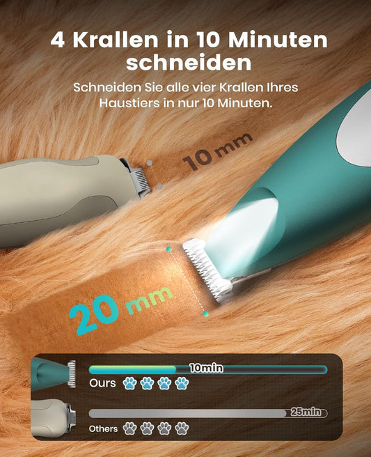 Kabelloser Pfotentrimmer YP-7015L mit LED-Licht, Grün